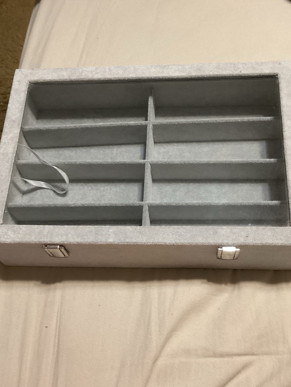 Gray Eyeglass/Jewelry Display Organizer Box with Compartments
